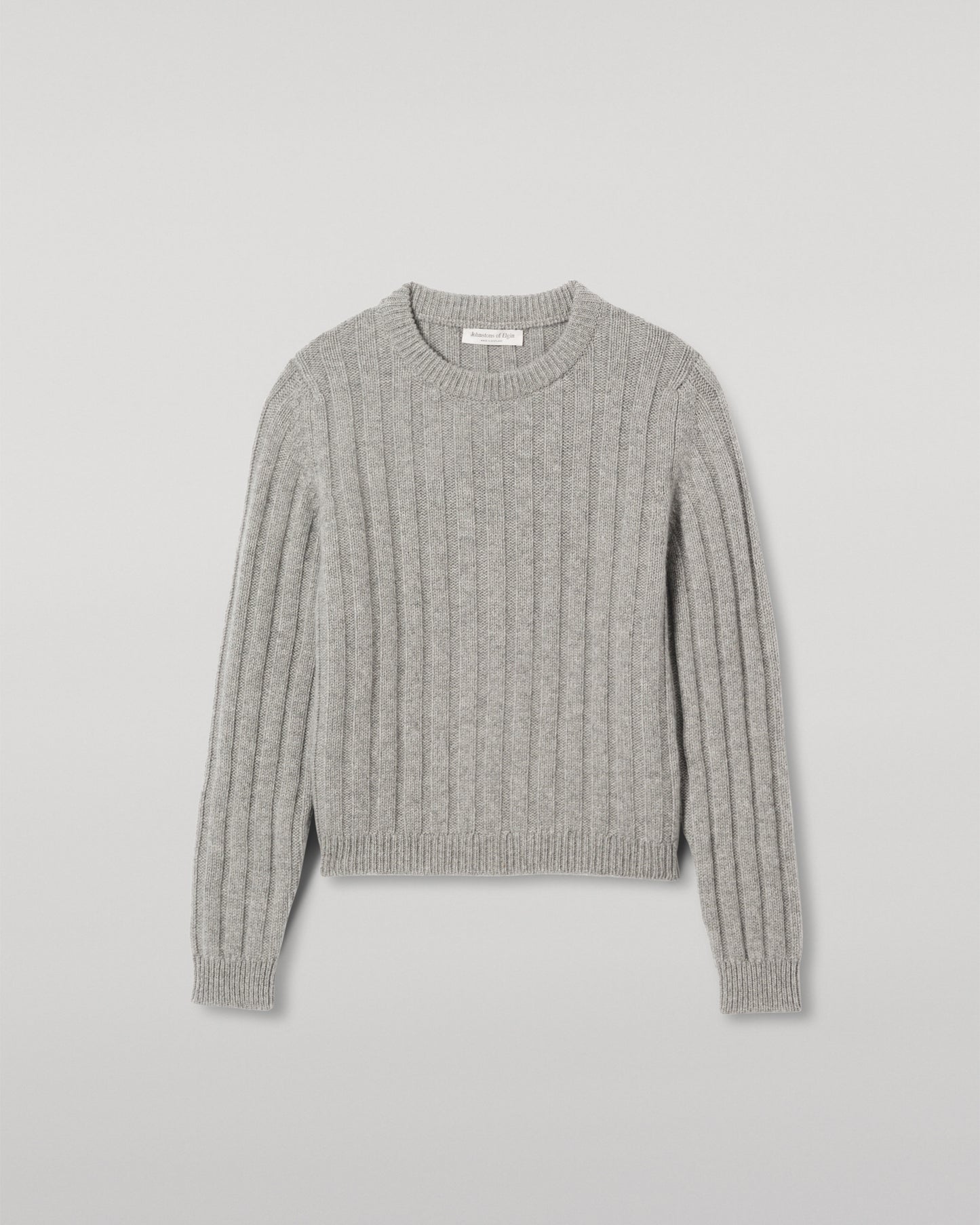 JOHNSTONS OF ELGIN WOMENS LECHT CREW SWEATER GREY 100% CASHMERE KAC05706HA0400