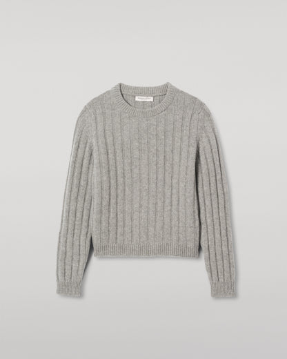 JOHNSTONS OF ELGIN WOMENS LECHT CREW SWEATER GREY 100% CASHMERE KAC05706HA0400