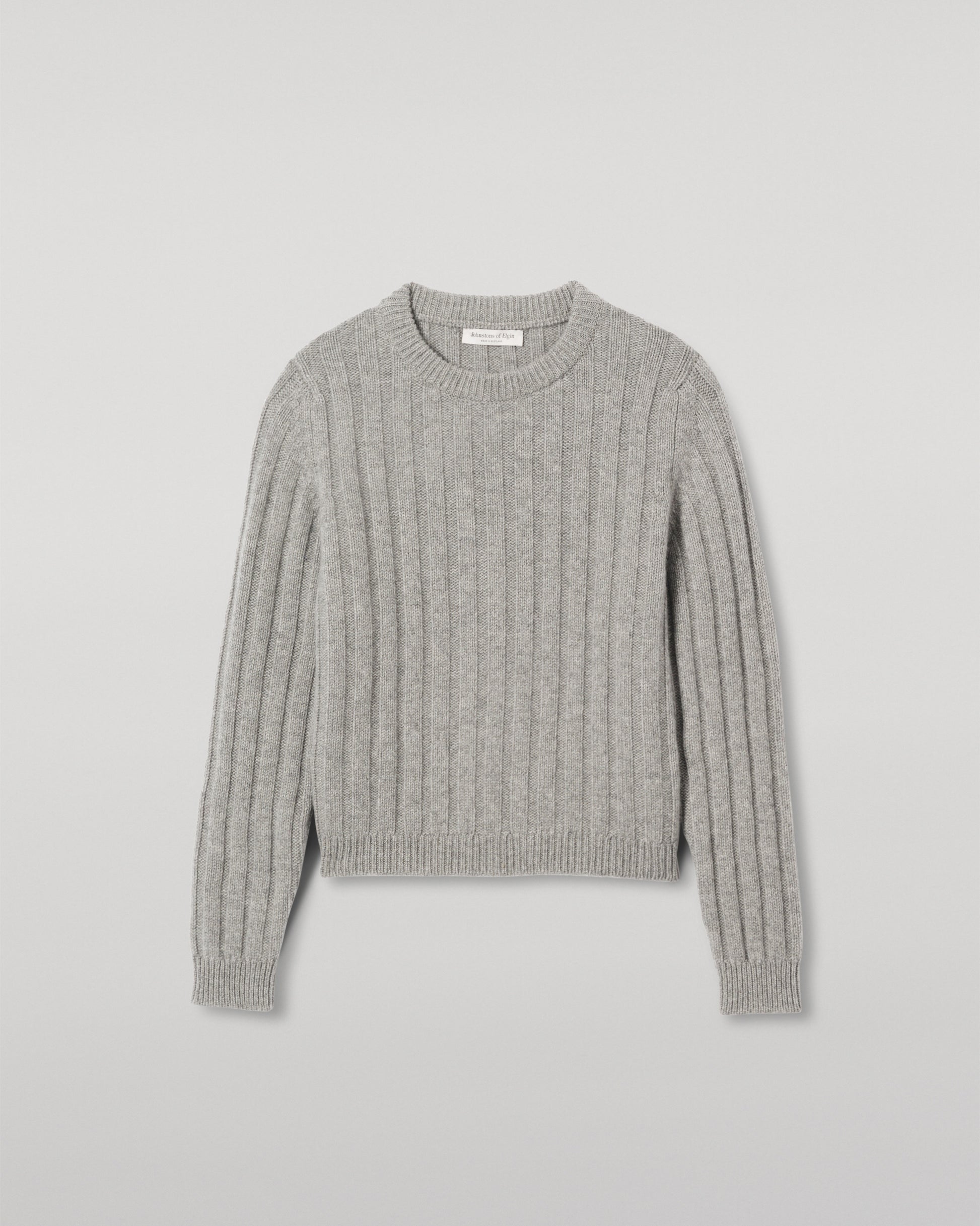 JOHNSTONS OF ELGIN MENS PEEL CREW SWEATER GREY 100% CASHMERE  KAC05751HA0400