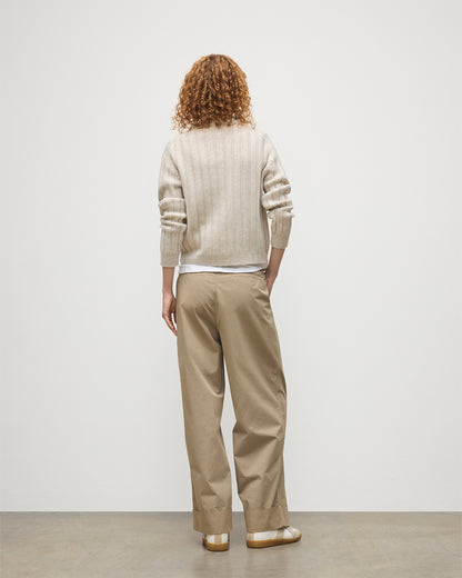 JOHNSTONS OF ELGIN WOMENS LECHT CREW SWEATER NATURAL 100% CASHMERE KAC05706HA0402