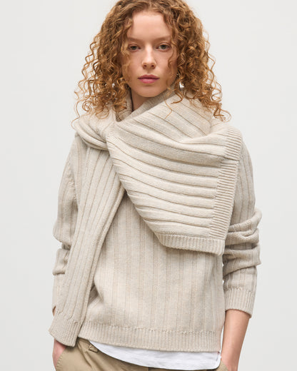 JOHNSTONS OF ELGIN WOMENS LECHT CREW SWEATER NATURAL 100% CASHMERE WITH MATCHING CARDIGAN KAC05706HA0402