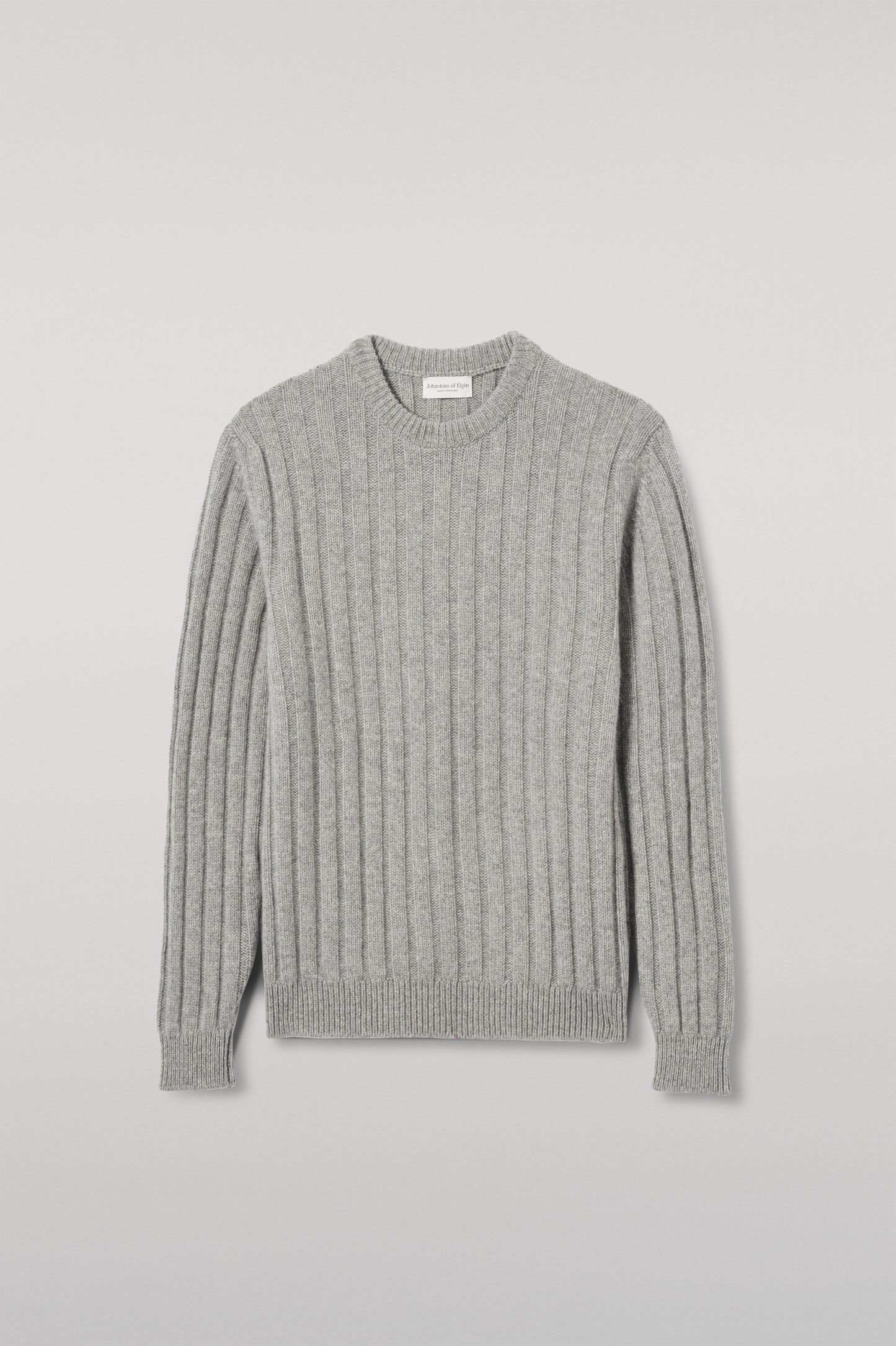JOHNSTONS OF ELGIN MENS PEEL CREW SWEATER GREY 100% CASHMERE  KAC05751HA0400