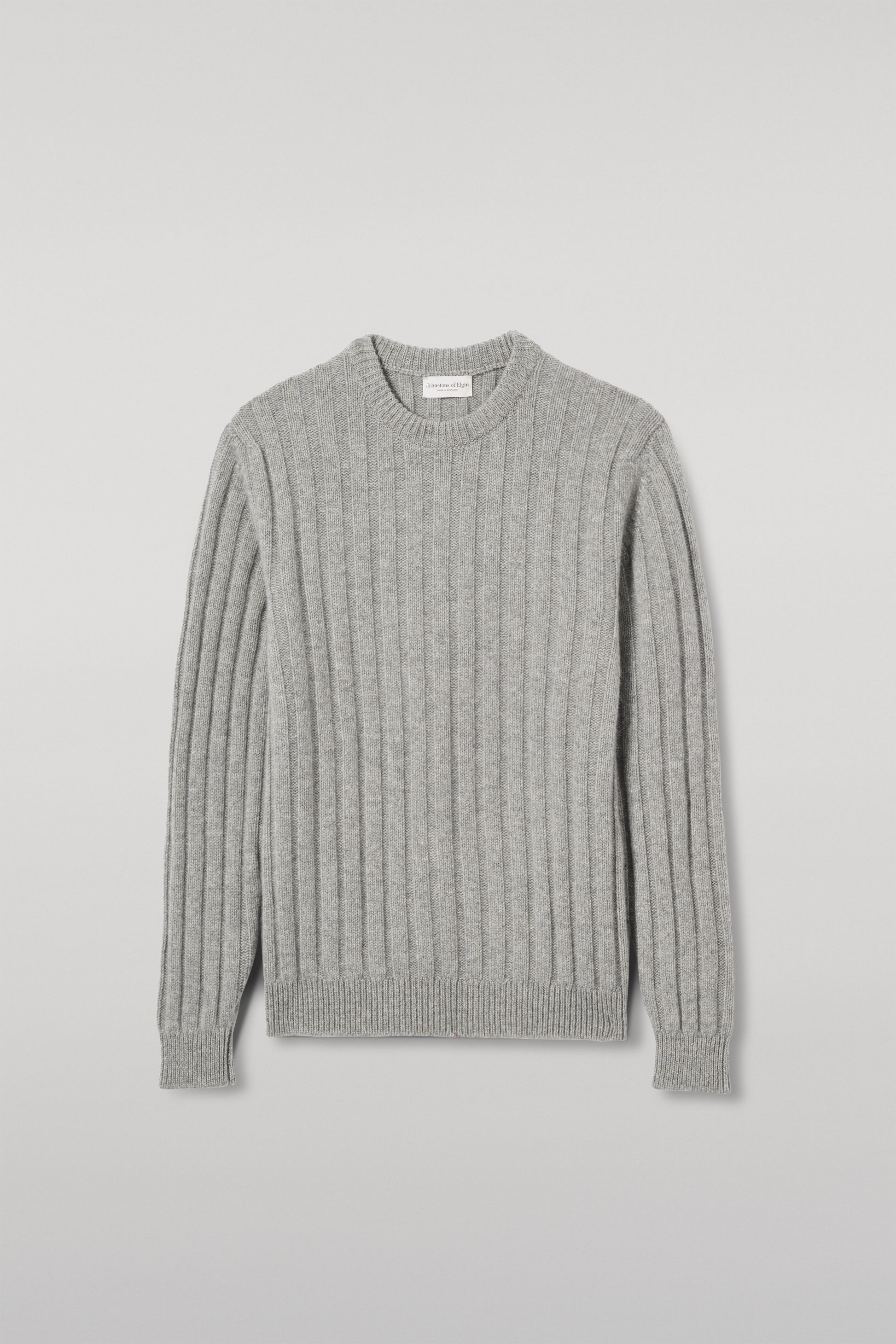 JOHNSTONS OF ELGIN MENS PEEL CREW SWEATER GREY 100% CASHMERE  KAC05751HA0400