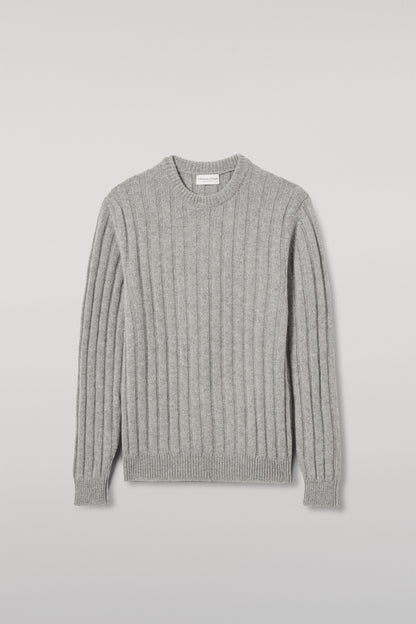 JOHNSTONS OF ELGIN MENS PEEL CREW SWEATER GREY 100% CASHMERE  KAC05751HA0400