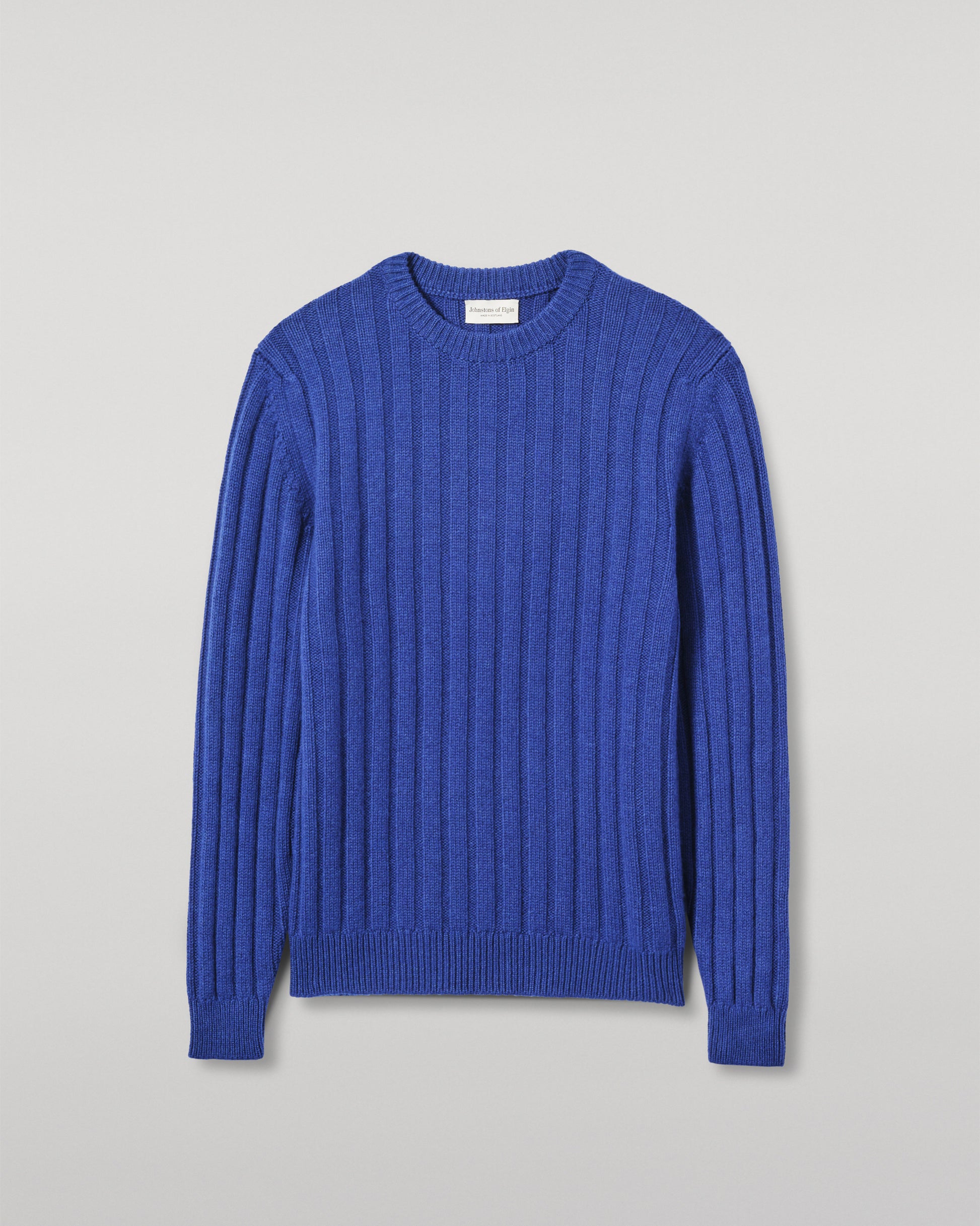 JOHNSTONS OF ELGIN MENS PEEL CREW SWEATER BLUE 100% CASHMERE KAC05751SD5326