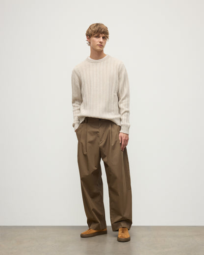 Johnstons of Elgin men's 100% cashmere cable sweater in natural KAA05754HA0396