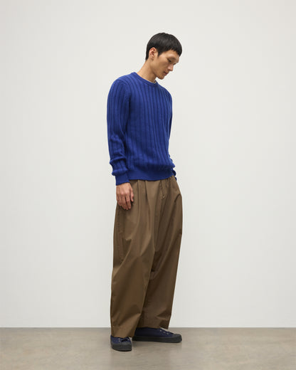 Johnstons of Elgin Men's 100% Cashmere Cable Sweater in Moray Blue KAA05754HD4490