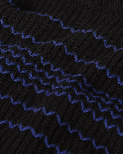 JOHNSTONS OF ELGIN  MENS SUMMIT CREW SWEATER BLACK & BLUE 100% CASHMERE  KAC05752Q25949