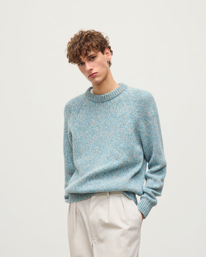 JOHNSTONS OF ELGIN  FYFE CREW SWEATER BLUE 100% CASHMERE KAC05753006779