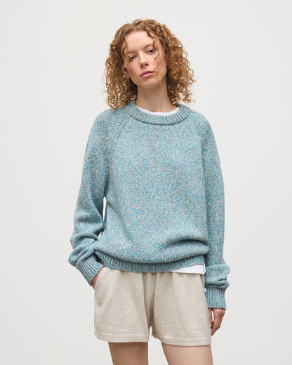 JOHNSTONS OF ELGIN  FYFE CREW SWEATER BLUE 100% CASHMERE UAC05753006779