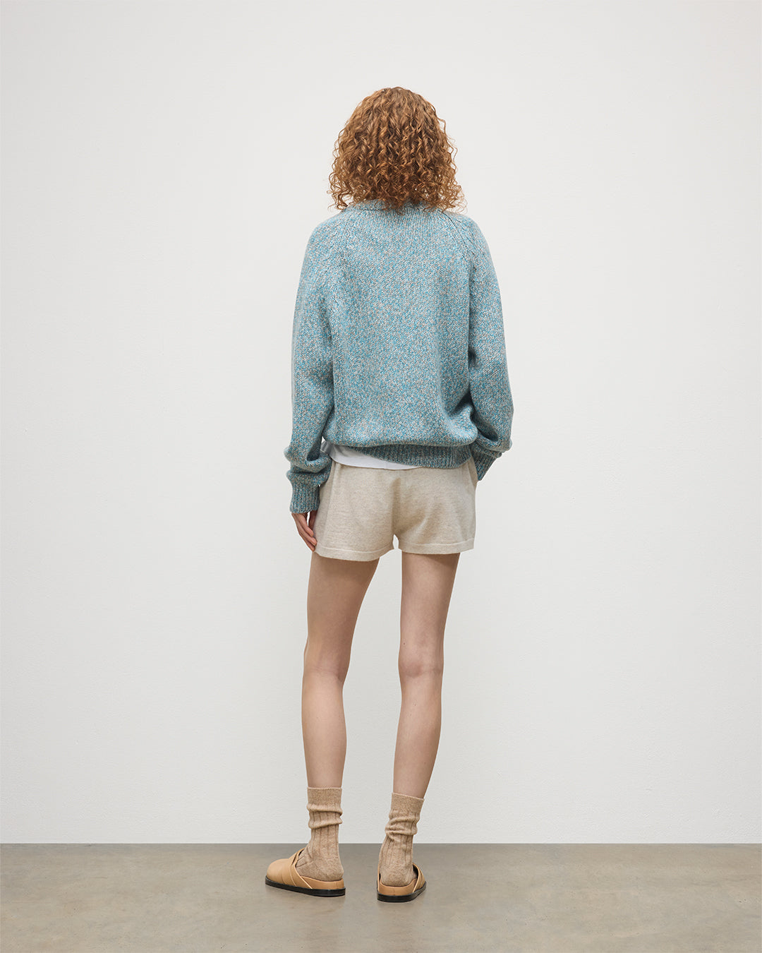 JOHNSTONS OF ELGIN  FYFE CREW SWEATER BLUE 100% CASHMERE UAC05753006779