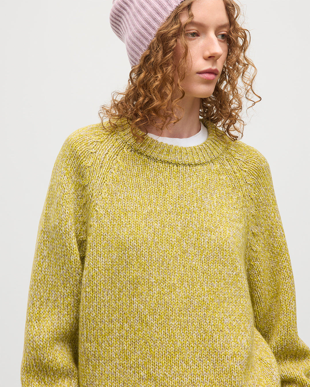 JOHNSTONS OF ELGIN MENS FYFE CREW SWEATER YELLOW 100% CASHMERE KAC05753006780