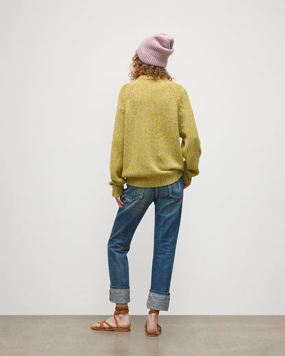 JOHNSTONS OF ELGIN MENS FYFE CREW SWEATER YELLOW 100% CASHMERE KAC05753006780