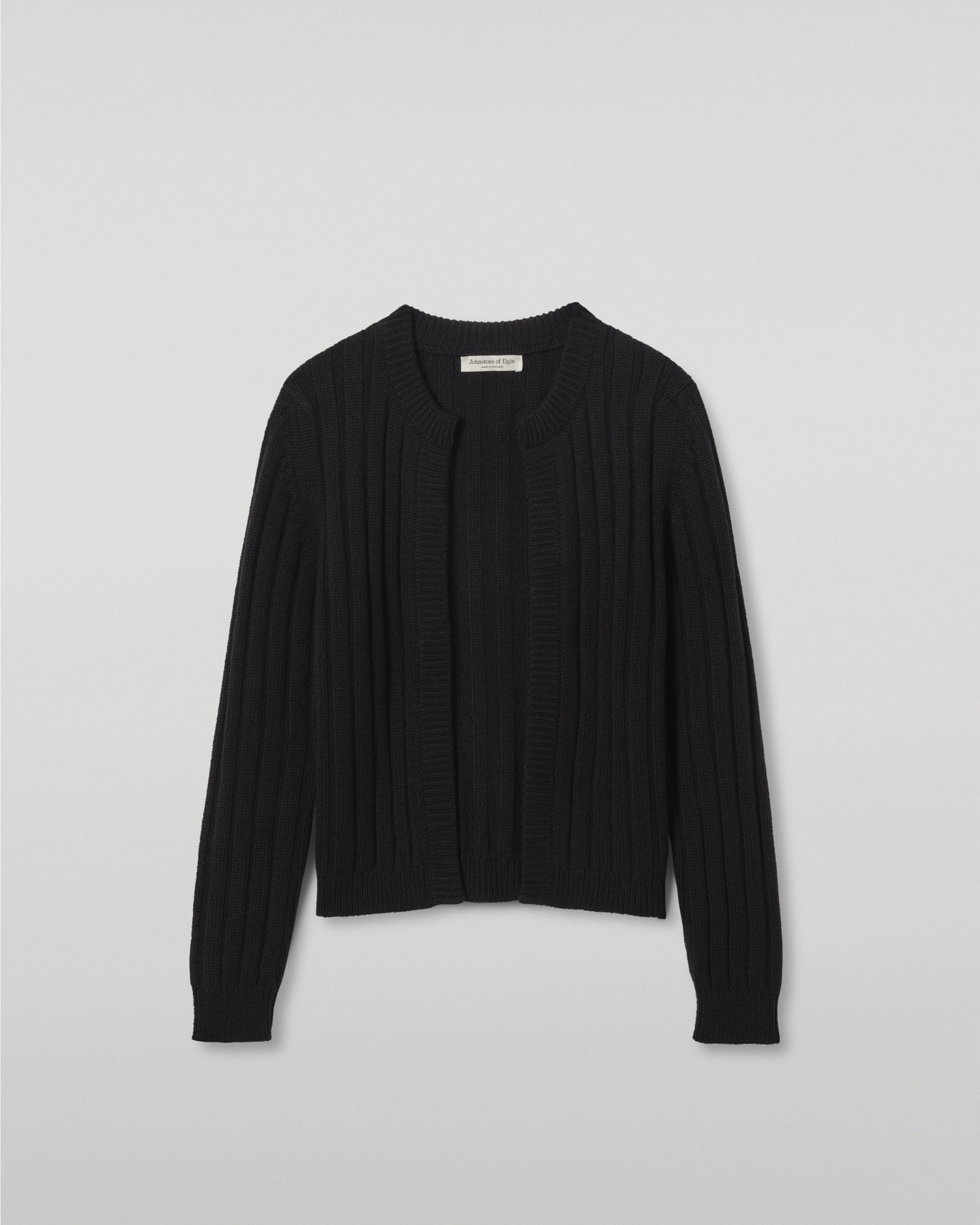 JOHNSTONS OF ELGIN WOMENS LECHT CREW CARDIGAN BLACK 100% CASHMERE  KAC05790SA7210