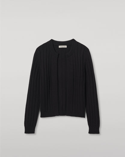 JOHNSTONS OF ELGIN WOMENS LECHT CREW CARDIGAN BLACK 100% CASHMERE  KAC05790SA7210