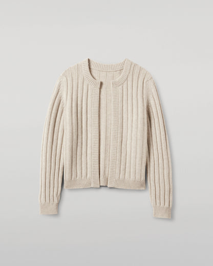 JOHNSTONS OF ELGIN WOMENS LECHT CREW CARDIGAN NATURAL 100% CASHMERE KAC05790HA0402