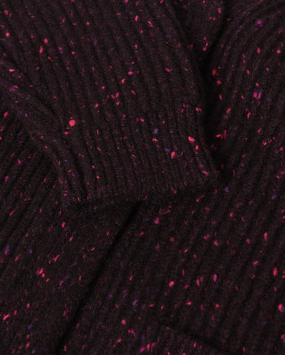 JOHNSTONS OF ELGIN NORAH CARDIGAN DONEGAL CASHMERE RIBBED CARDIGAN WITH POCKETS DARK PURPLE 100% CASHMERE KAC05992HD7360