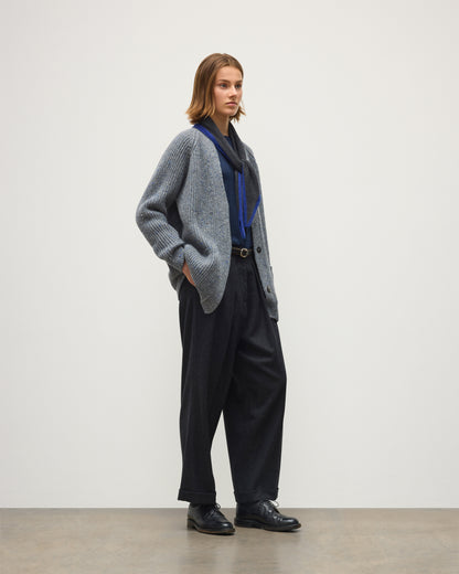 JOHNSTONS OF ELGIN NORAH CARDIGAN DONEGAL CASHMERE RIBBED CARDIGAN WITH POCKETS GREY 100% CASHMERE KAC05992HA4270