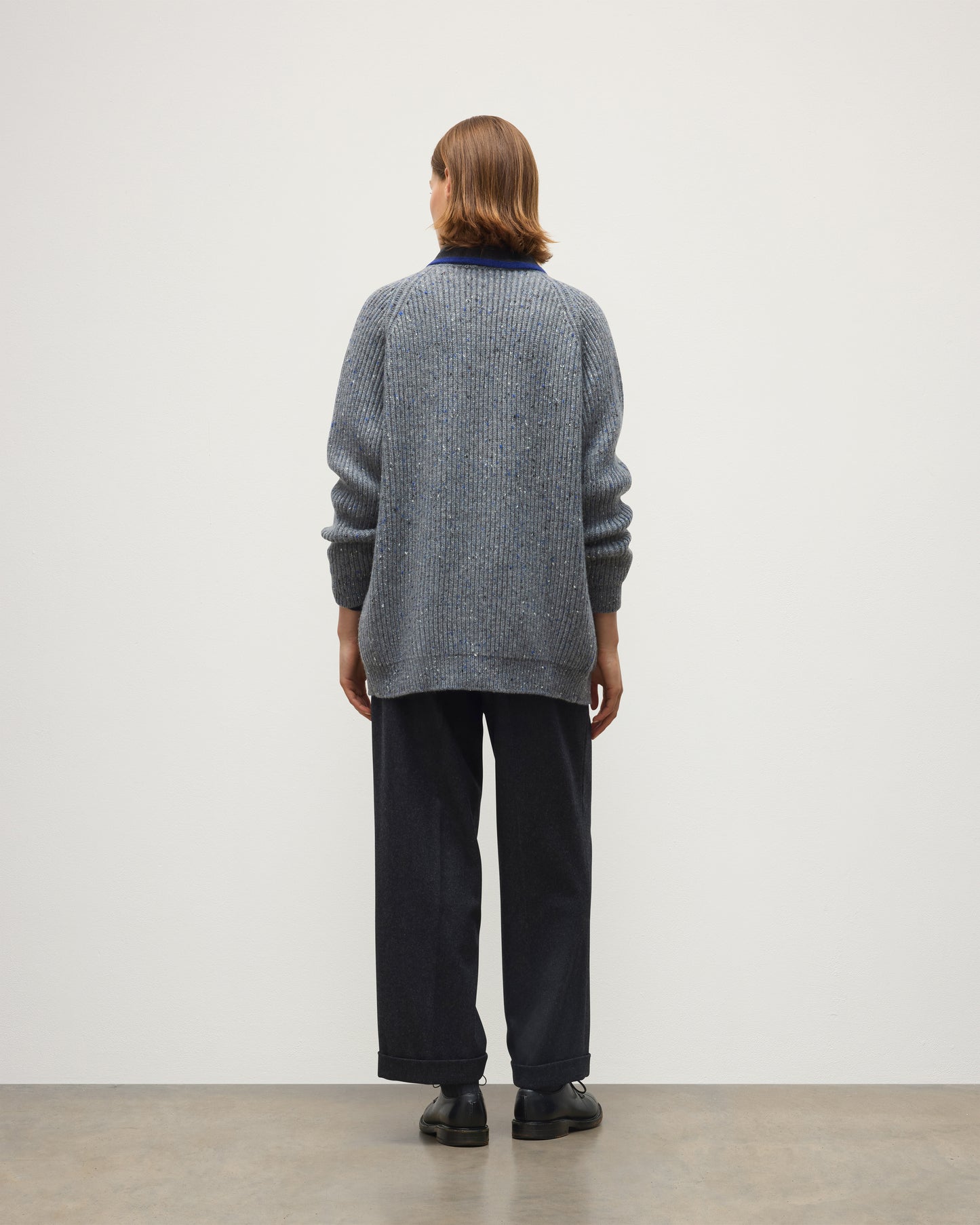JOHNSTONS OF ELGIN NORAH CARDIGAN DONEGAL CASHMERE RIBBED CARDIGAN WITH POCKETS GREY 100% CASHMERE KAC05992HA4270