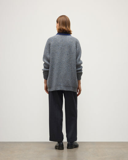 JOHNSTONS OF ELGIN NORAH CARDIGAN DONEGAL CASHMERE RIBBED CARDIGAN WITH POCKETS GREY 100% CASHMERE KAC05992HA4270