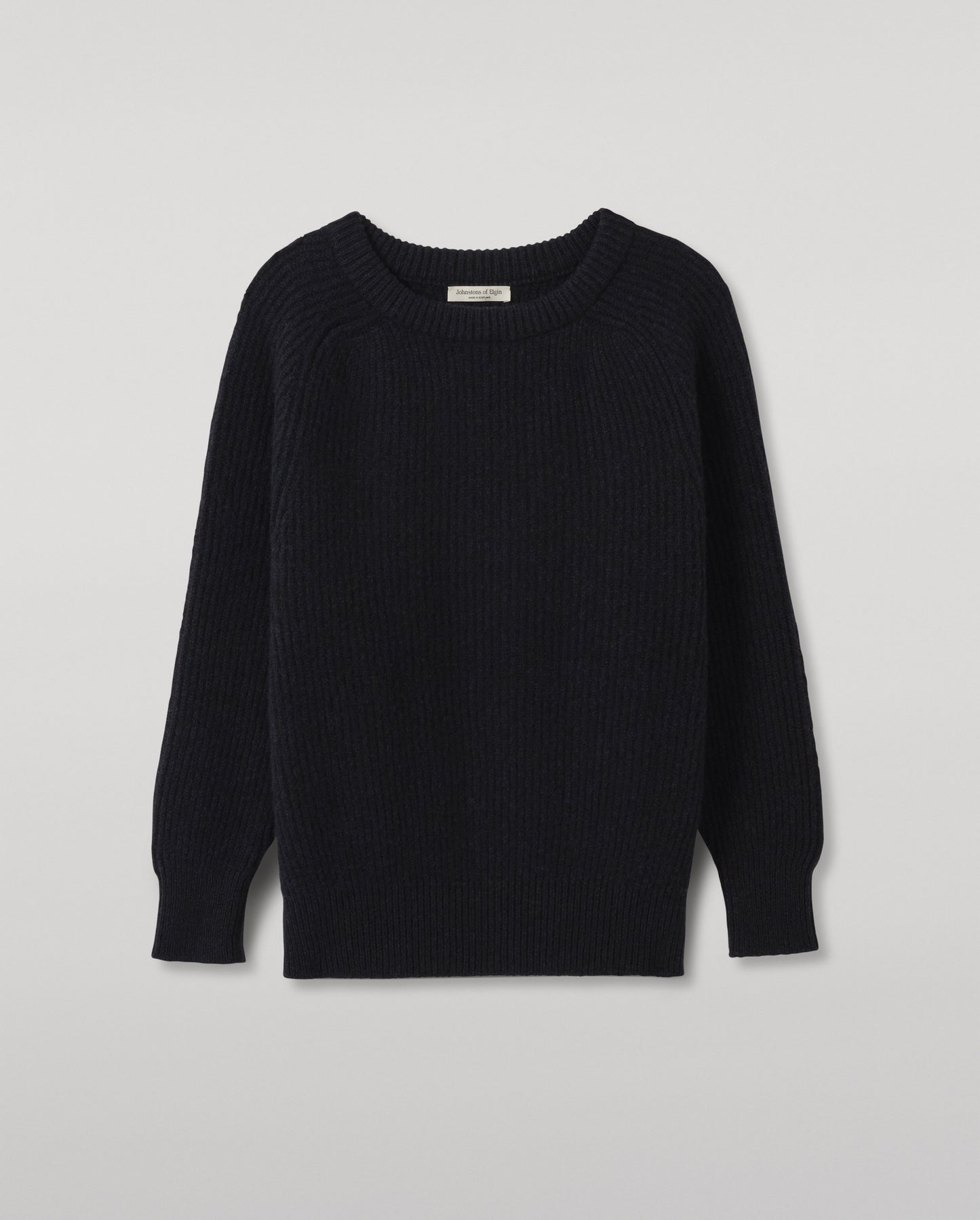 JOHNSTONS OF ELGIN NORAH CREW SWEATER DONEGAL CASHMERE OVERSIZED RIBBED SWEATER BLUE 100% CASHMERE KAC05993HD7348