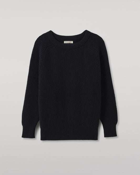 JOHNSTONS OF ELGIN NORAH CREW SWEATER DONEGAL CASHMERE OVERSIZED RIBBED SWEATER BLUE 100% CASHMERE KAC05993HD7348