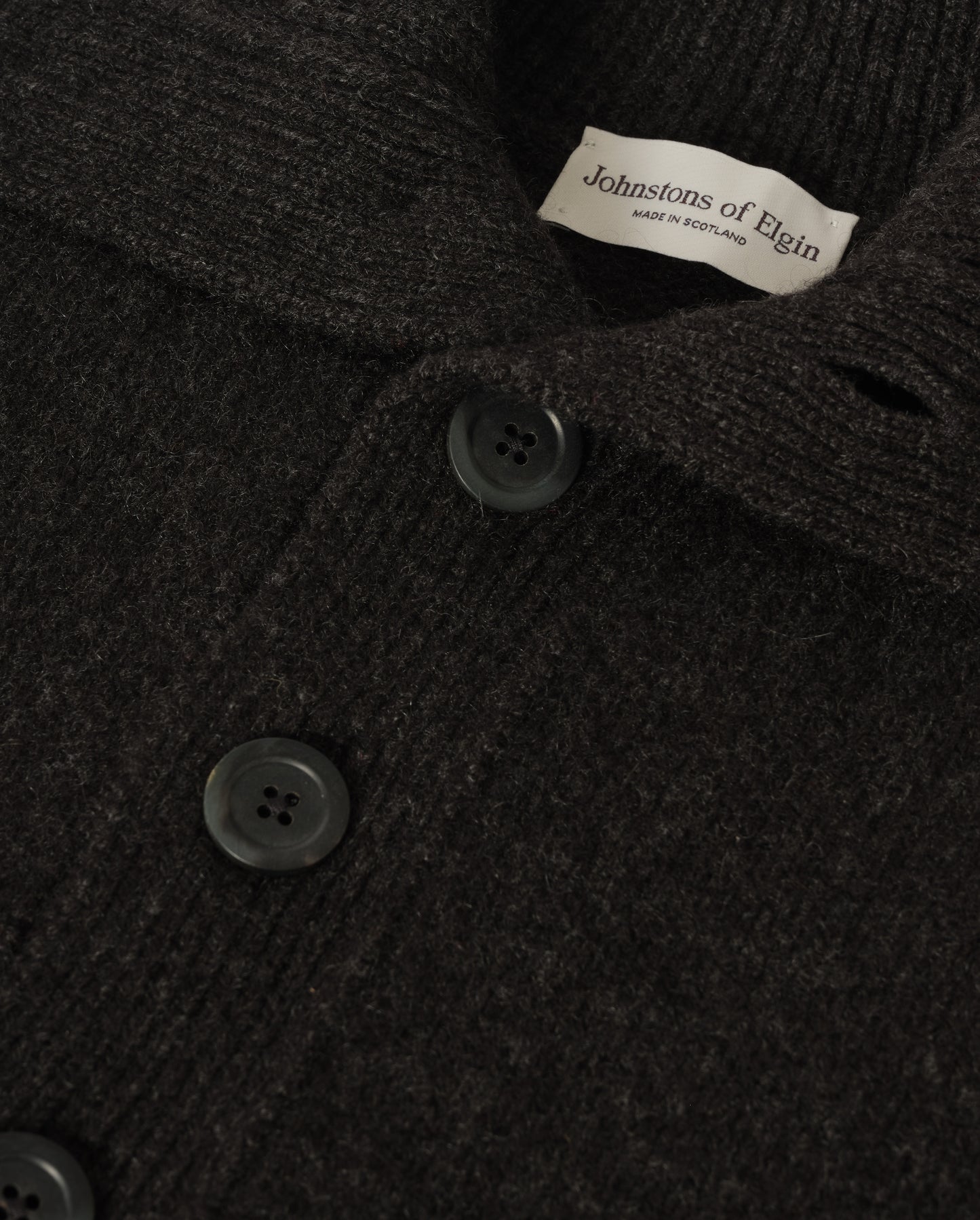 JOHNSTONS OF ELGIN DOUGLAS BUTTON NECK SWEATER CASHMERE BUTTON NECK SWEATER DARK GREY 100% CASHMERE KAC06010HA7241