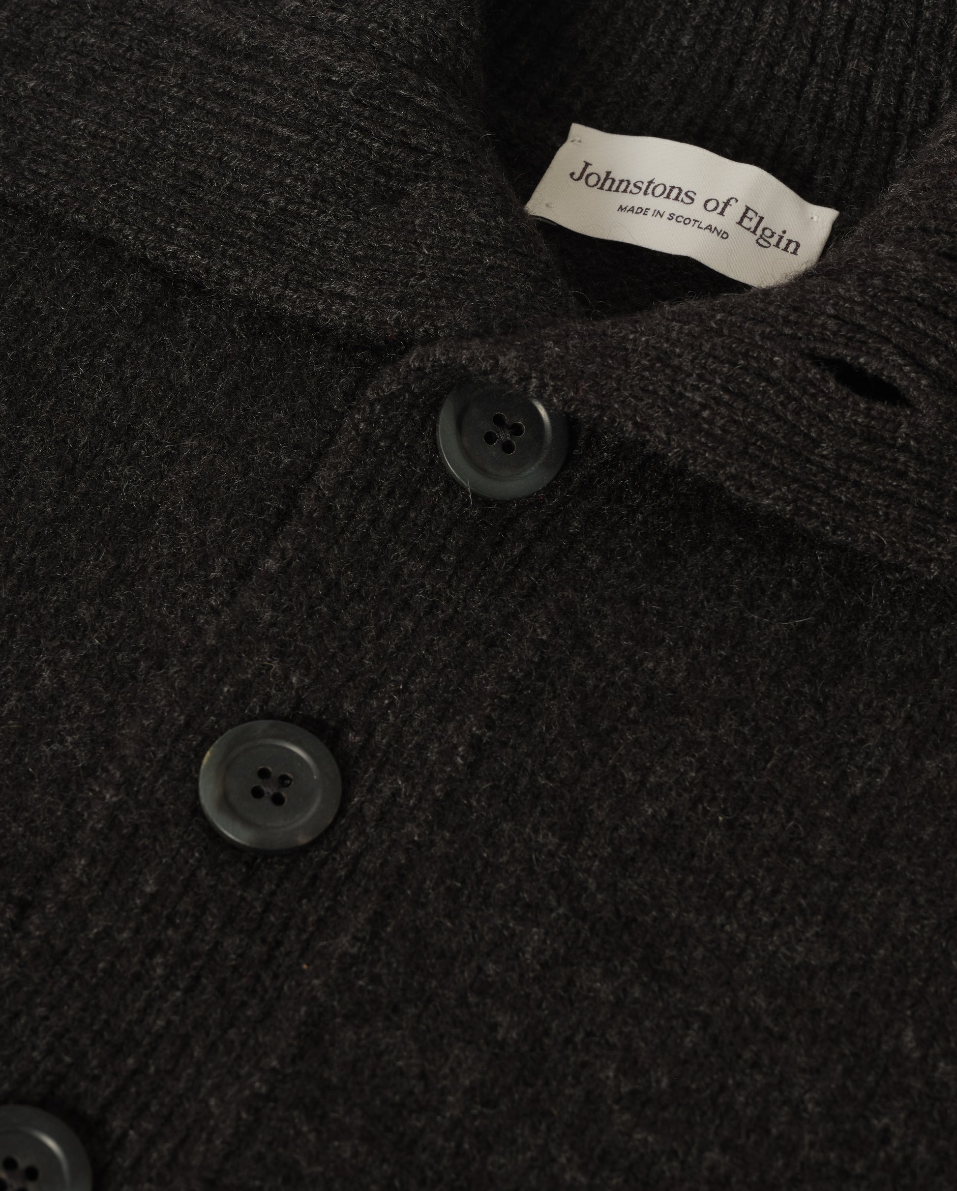 JOHNSTONS OF ELGIN DOUGLAS BUTTON NECK SWEATER CASHMERE BUTTON NECK SWEATER DARK GREY 100% CASHMERE KAC06010HA7241