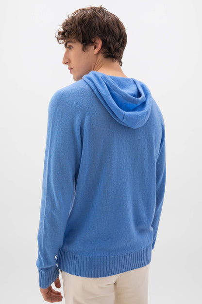 Johnstons of Elgin SS24 Unisex Knitwear Skye Blue Unisex Gauzy Cashmere Hoodie KAI04923SD4950