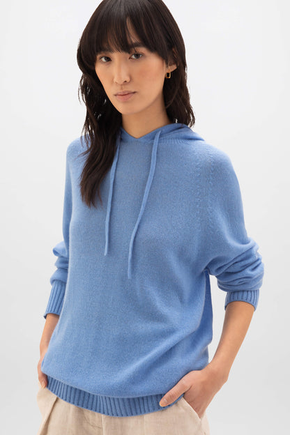 Johnstons of Elgin SS24 Unisex Knitwear Skye Blue Unisex Gauzy Cashmere Hoodie KAI04923SD4950