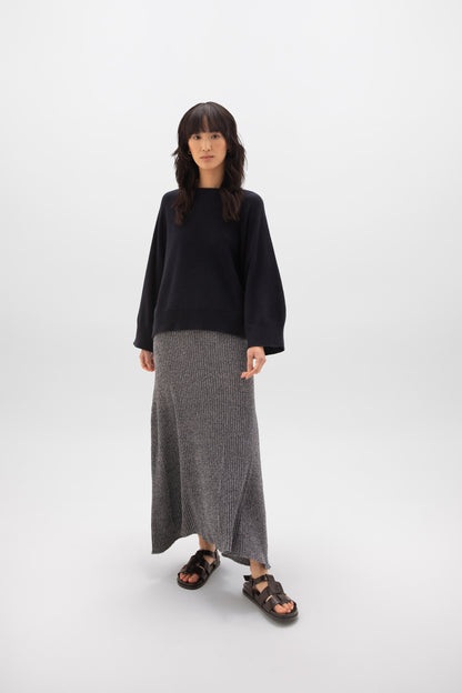 Ribbed Marl Cashmere Skirt