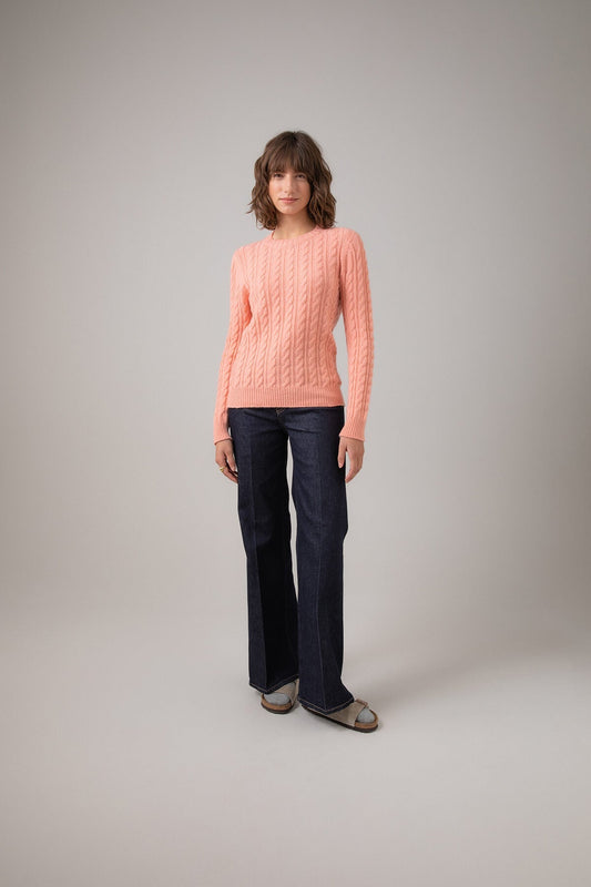 Aran Cable Cropped Cashmere Jumper