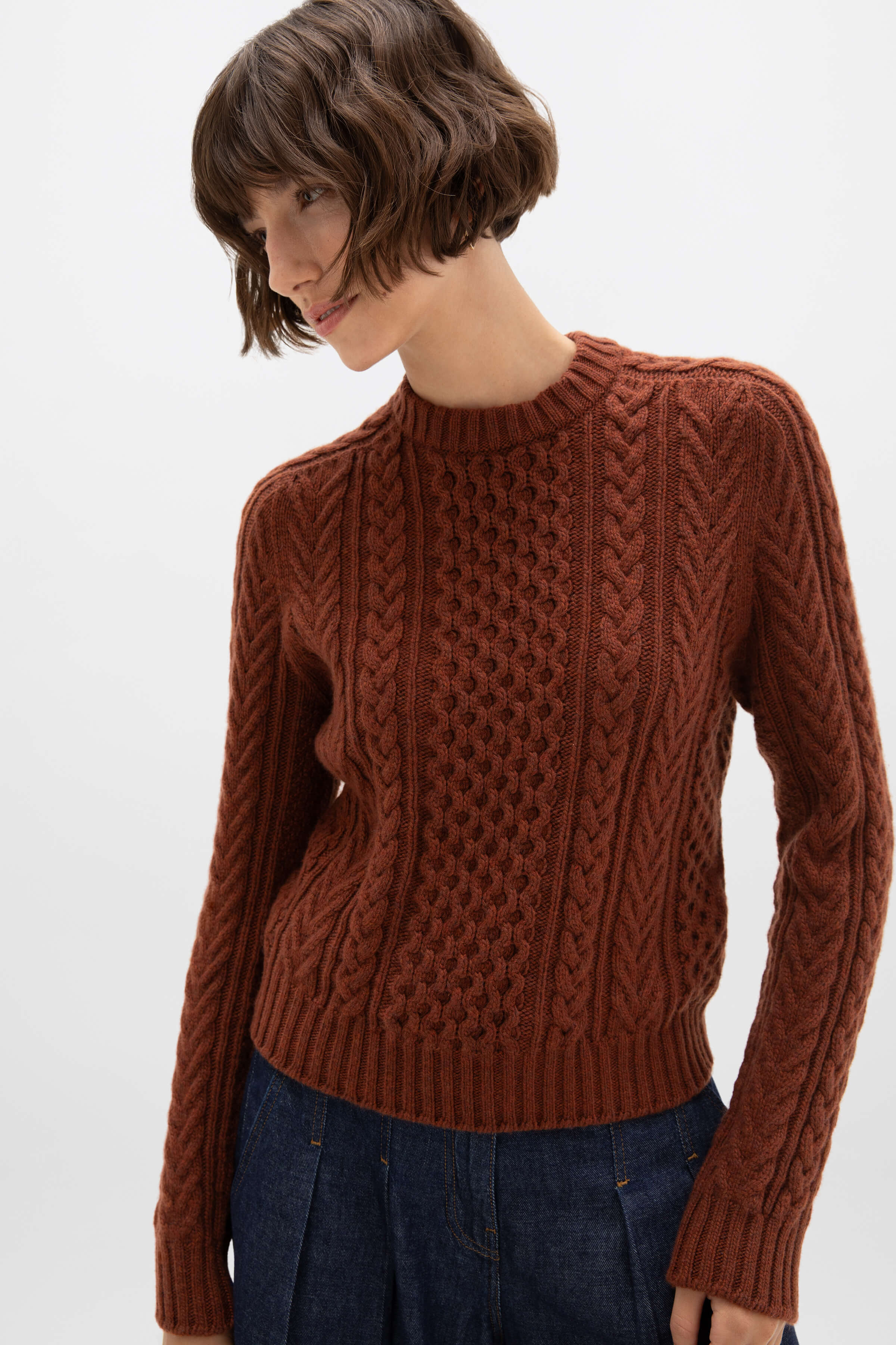 Aran cable knit sweater best sale