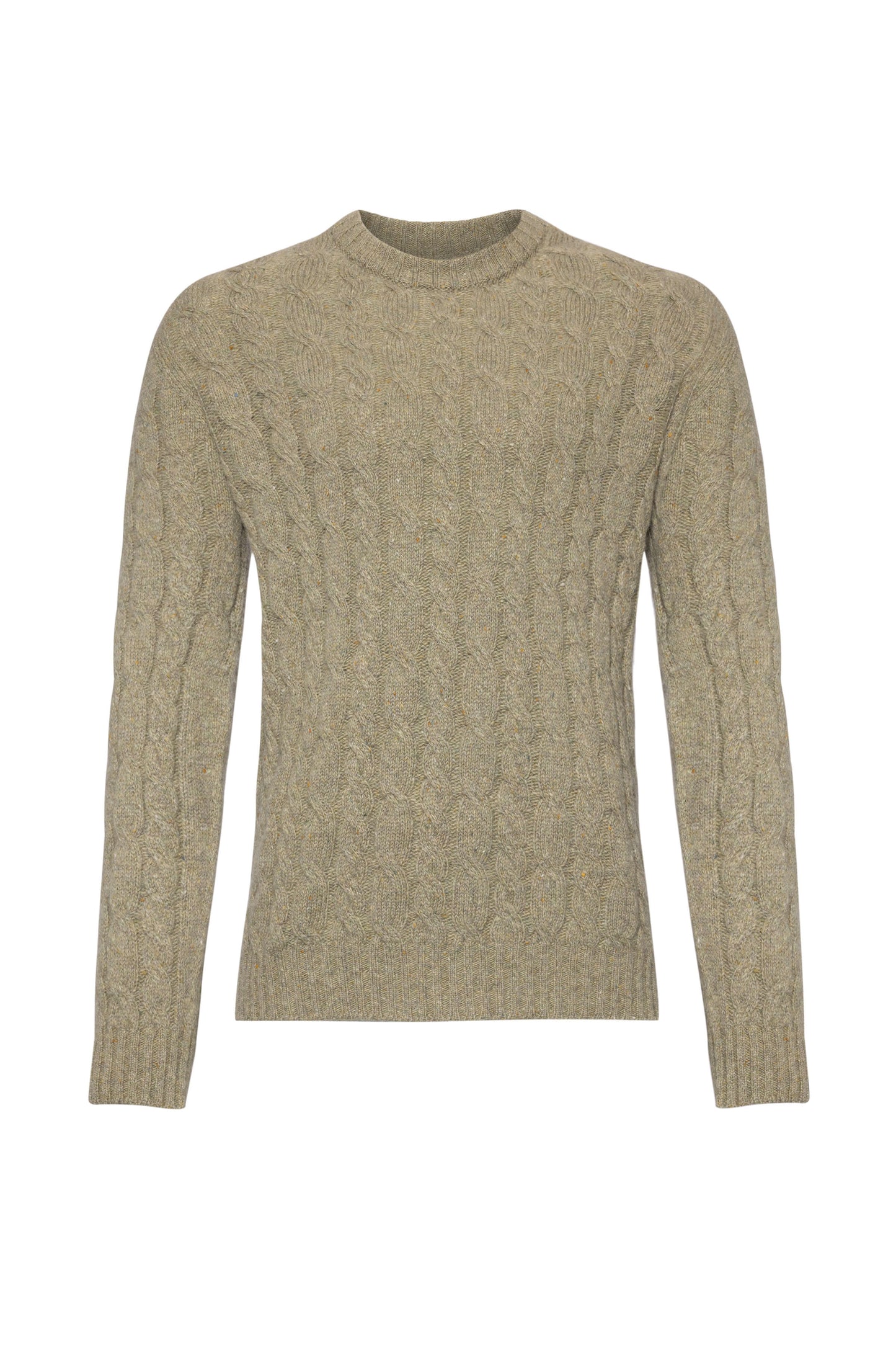 Johnstons of Elgin AW24 Men's Knitwear Lichen Donegal Cable Knit Sweater KAI05110004882