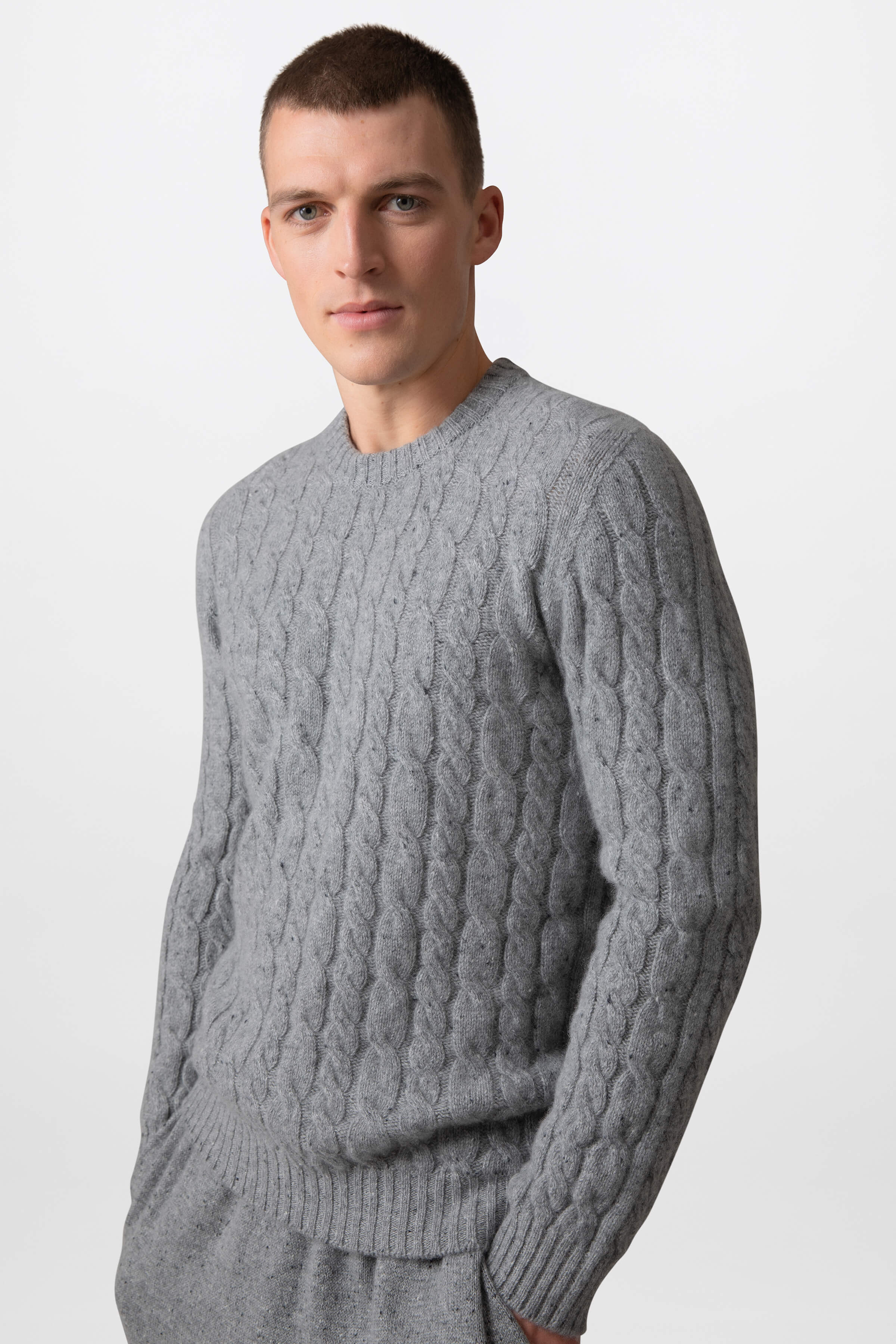 Mens cable clearance knit cashmere jumper