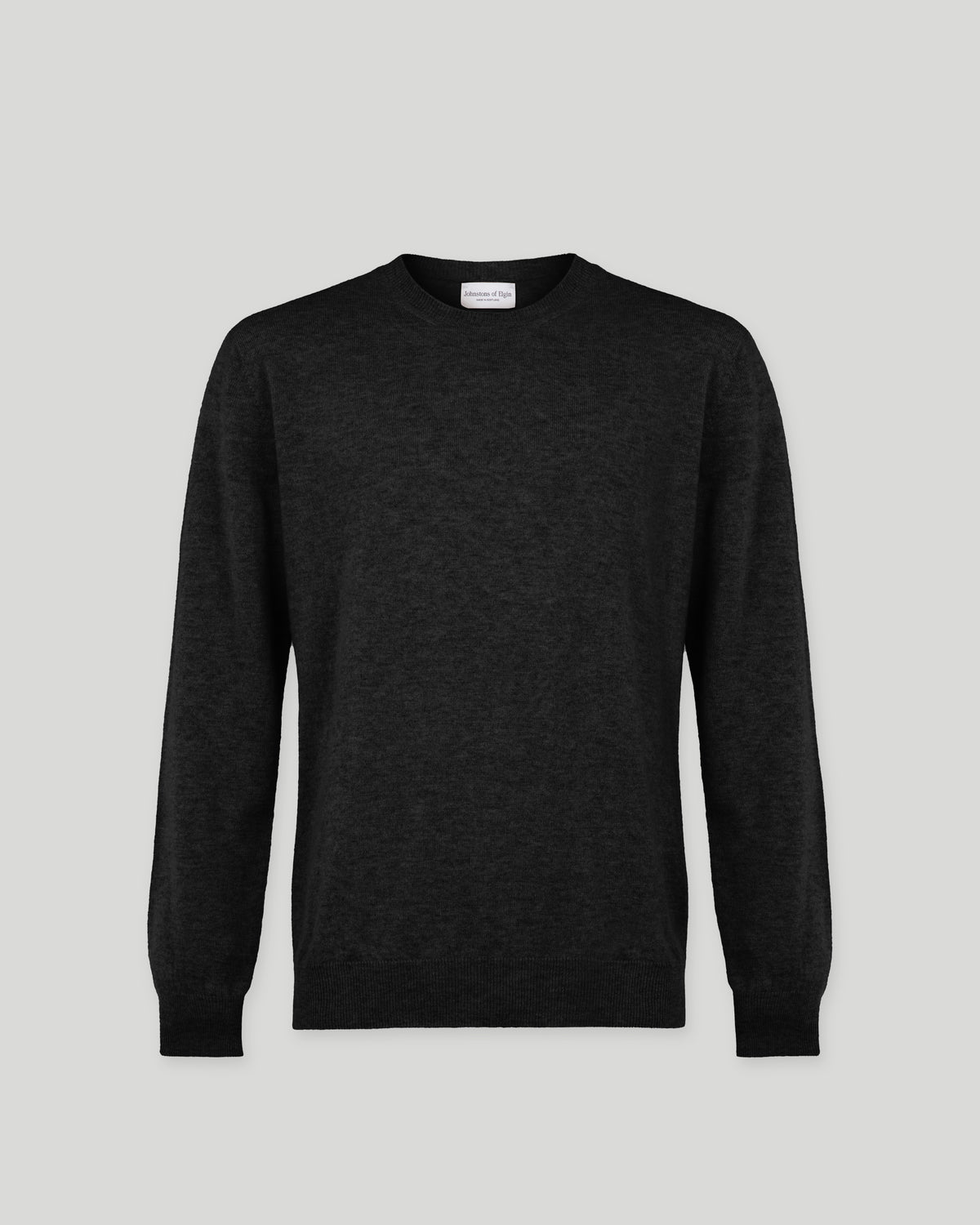 Johnstons of Elgin Cashmere Crew Neck Sweater in Charcoal Grey KAI05117HA7165