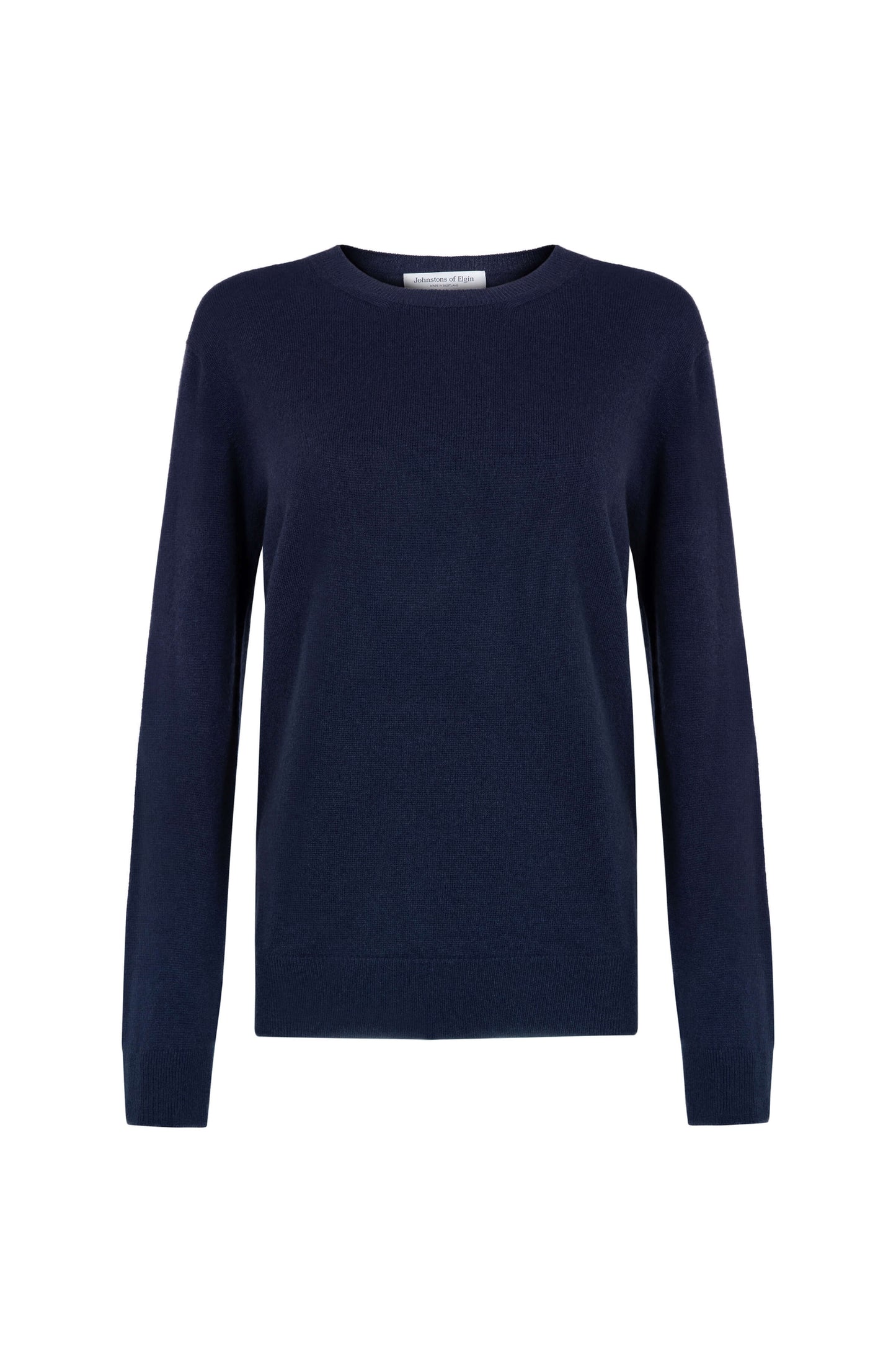 Johnstons of Elgin Womens Knitwear Navy Blue Classic Cashmere Crew Neck KAI05139SD0707