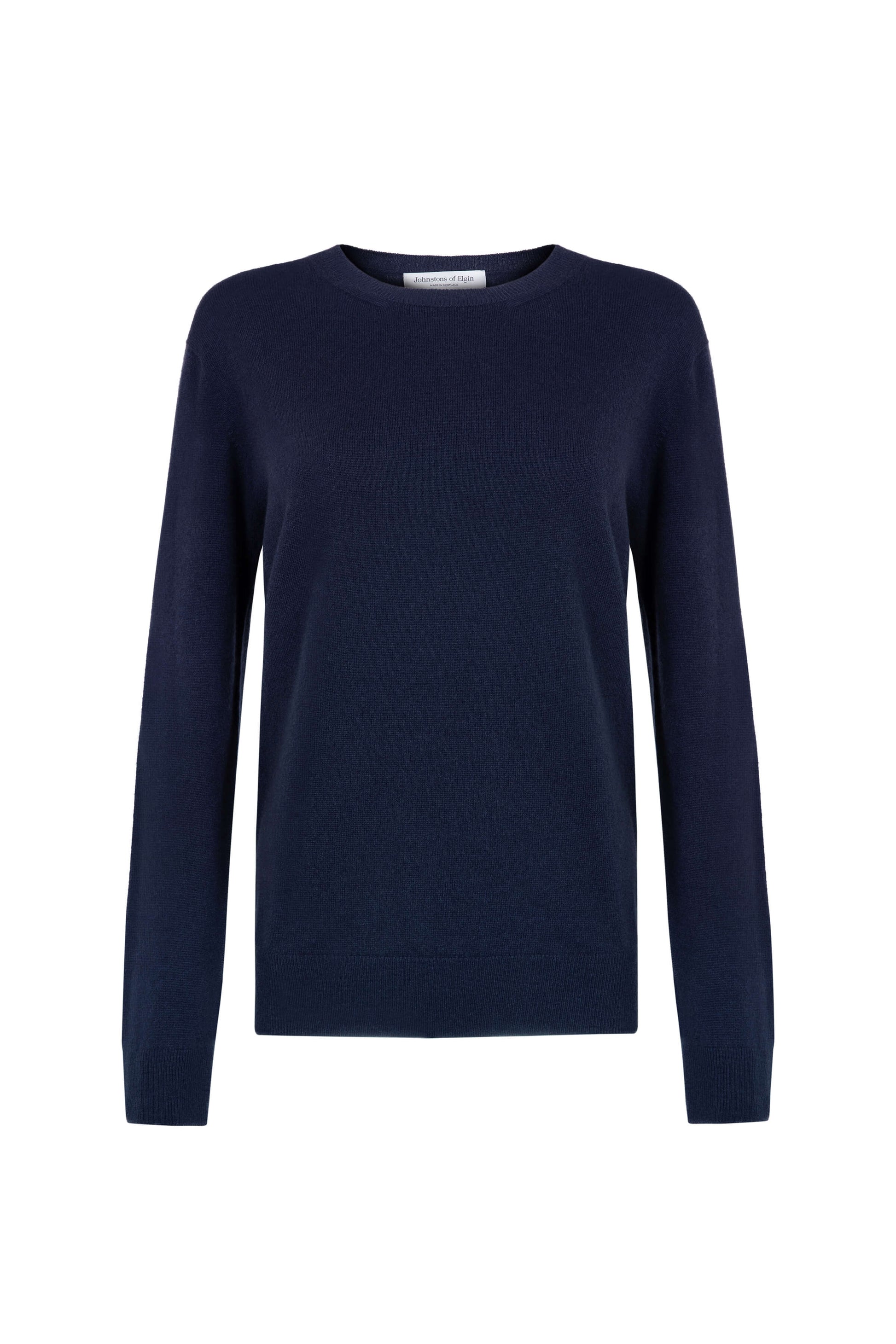 Johnstons of Elgin Womens Knitwear Navy Blue Classic Cashmere Crew Neck KAI05139SD0707