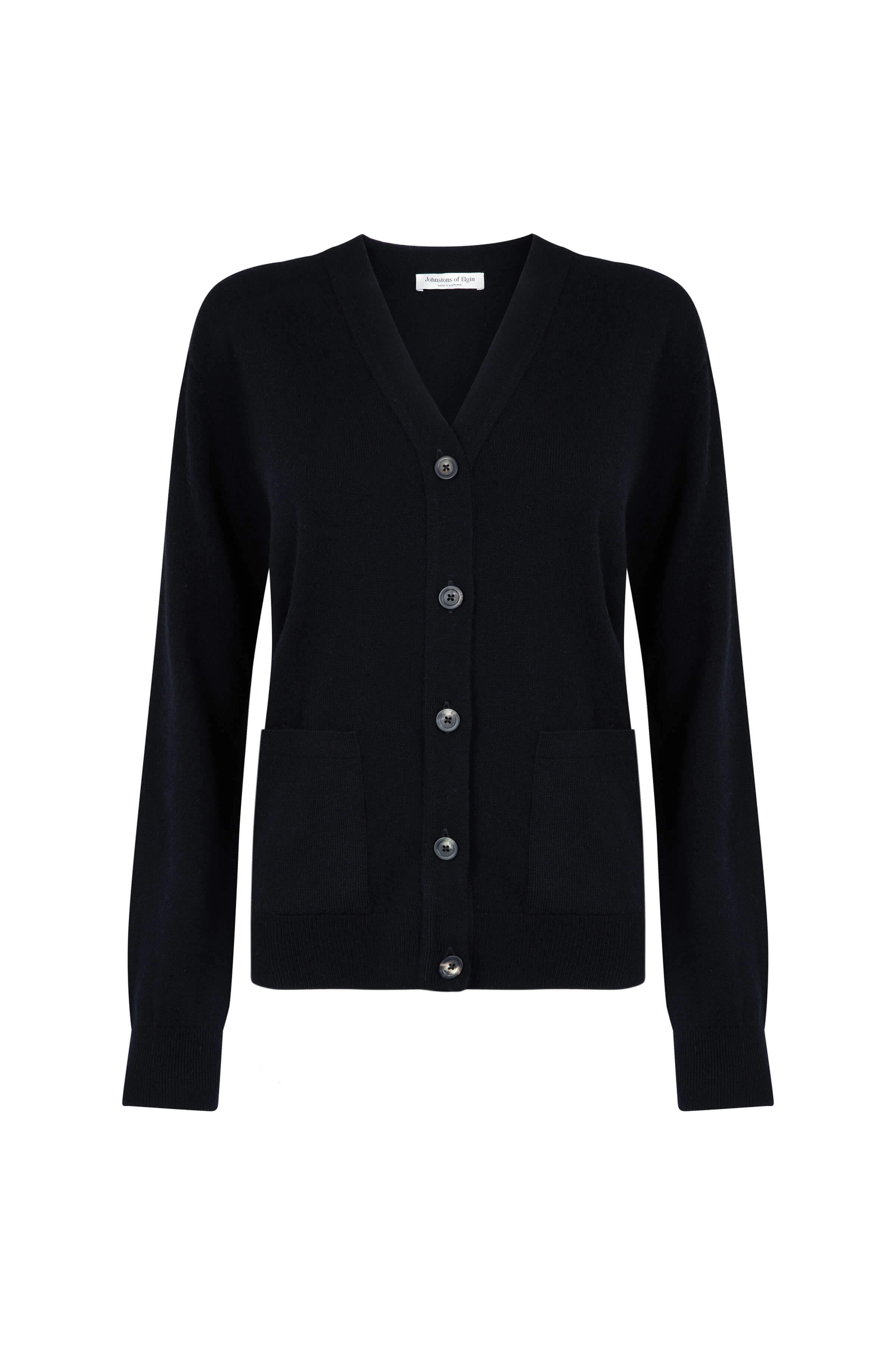 Women s Black Cashmere Boyfriend Cardigan Johnstons of Elgin