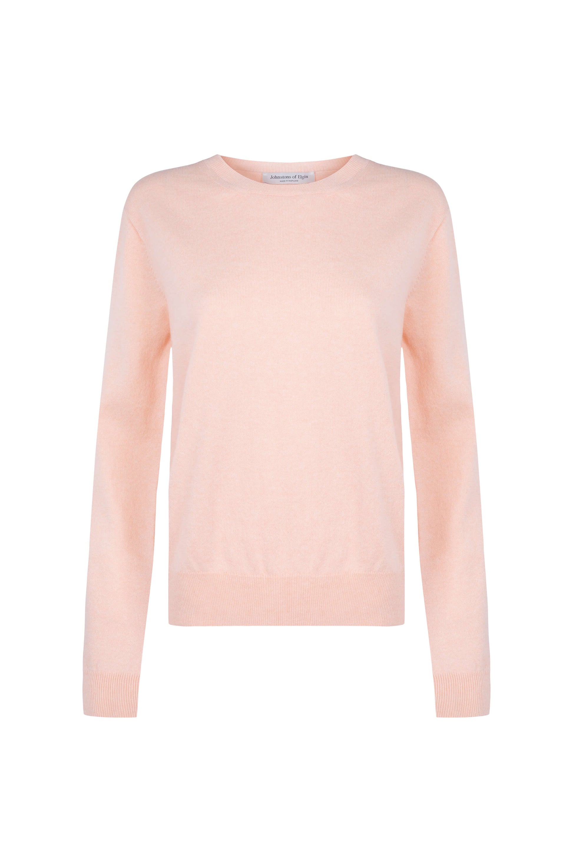 Johnstons of Elgin SS24 Women's Knitwear Oyster Cropped Classic Cashmere Round Neck KAI05142SG0066