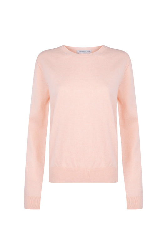 Johnstons of Elgin SS24 Women's Knitwear Oyster Cropped Classic Cashmere Round Neck KAI05142SG0066