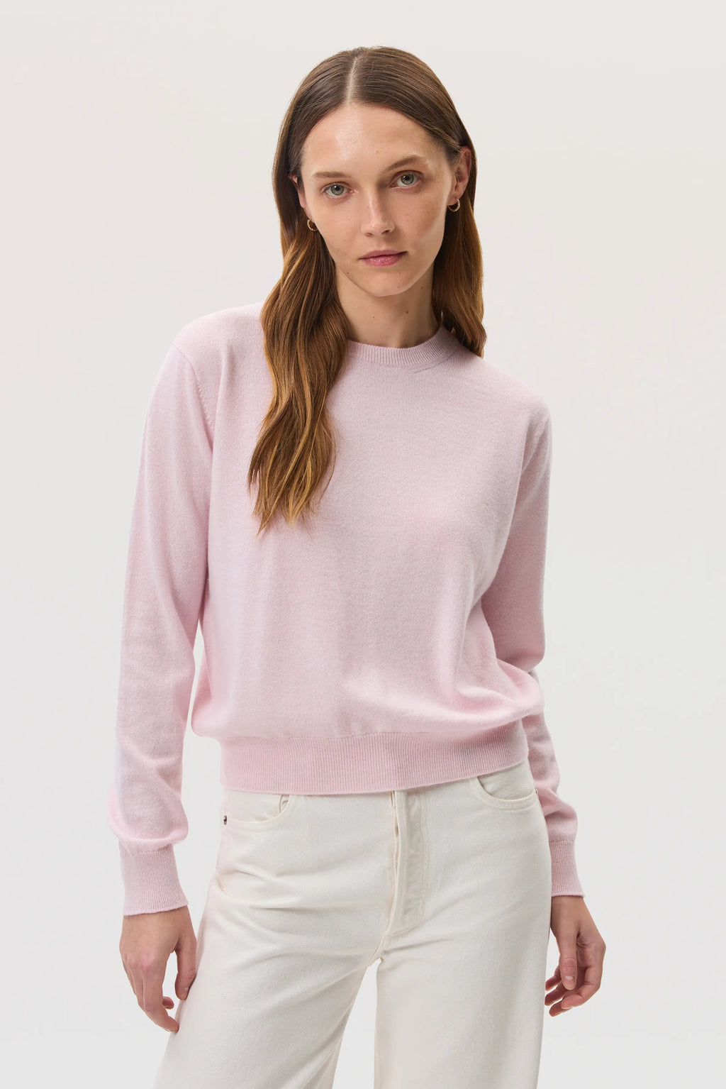 Cashmere Rose Pink Jumper Cropped Women's Pink Cashmere Jumper
