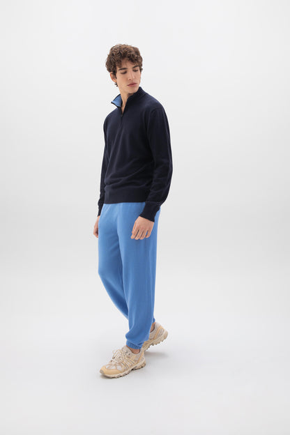 Johnstons of Elgin SS24 Men's Knitwear Skye Blue Performance Cashmere Cuffed Joggers KBP00948SD4950