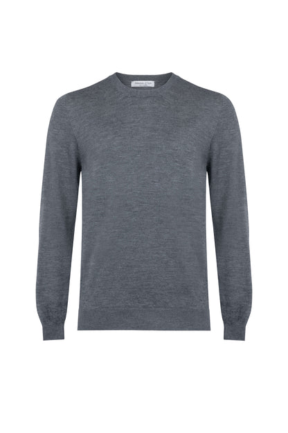 Johnstons of Elgin SS24 Unisex Knitwear Granite Grey Unisex Superfine Cashmere Round Neck KAI05241HA4077