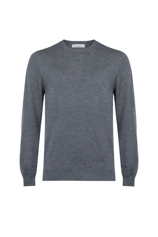 Johnstons of Elgin SS24 Unisex Knitwear Granite Grey Unisex Superfine Cashmere Round Neck KAI05241HA4077