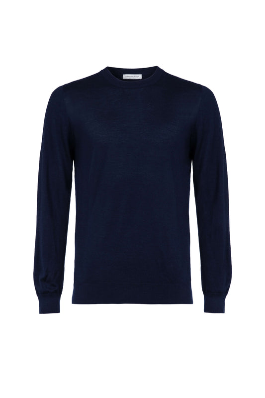 Johnstons of Elgin SS24 Unisex Knitwear Navy Unisex Superfine Cashmere Round Neck KAI05241SD0707