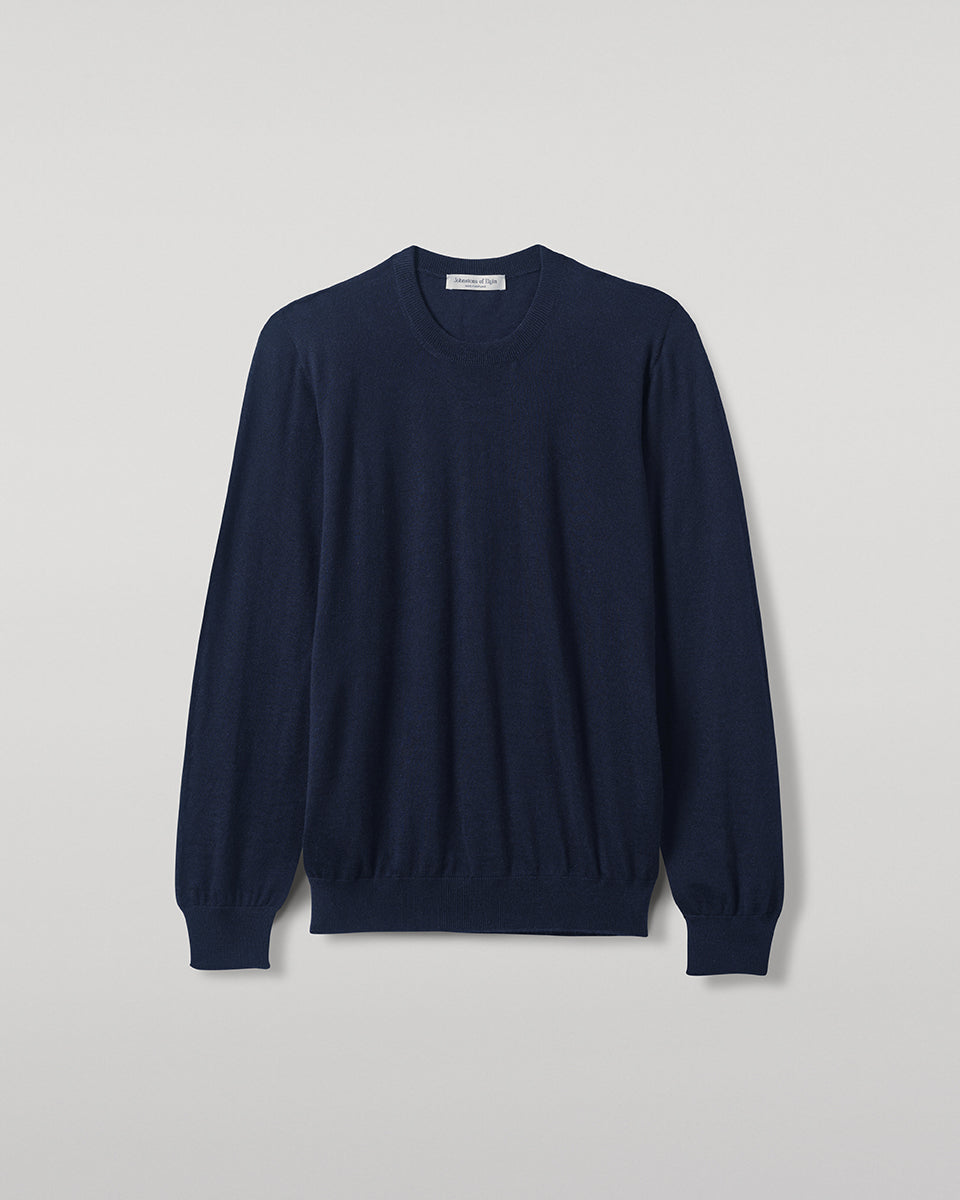 Johnstons of Elgin AW25 Unisex Knitwear Navy Superfine Cashmere Round Neck KAI05241SD7600