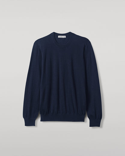 Johnstons of Elgin AW25 Unisex Knitwear Navy Superfine Cashmere Round Neck KAI05241SD7600