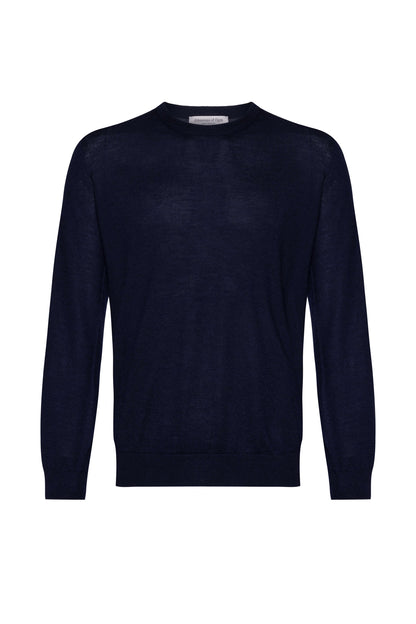 Johnstons of Elgin AW24 Unisex Knitwear Dark Navy Unisex Superfine Cashmere Round Neck KAI05241SD7600