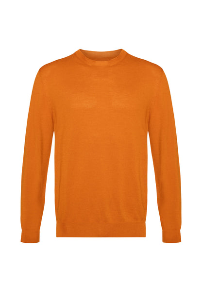 Johnstons of Elgin AW24 Unisex Knitwear Burnt Orange Unisex Superfine Cashmere Round Neck KAI05241SG4422